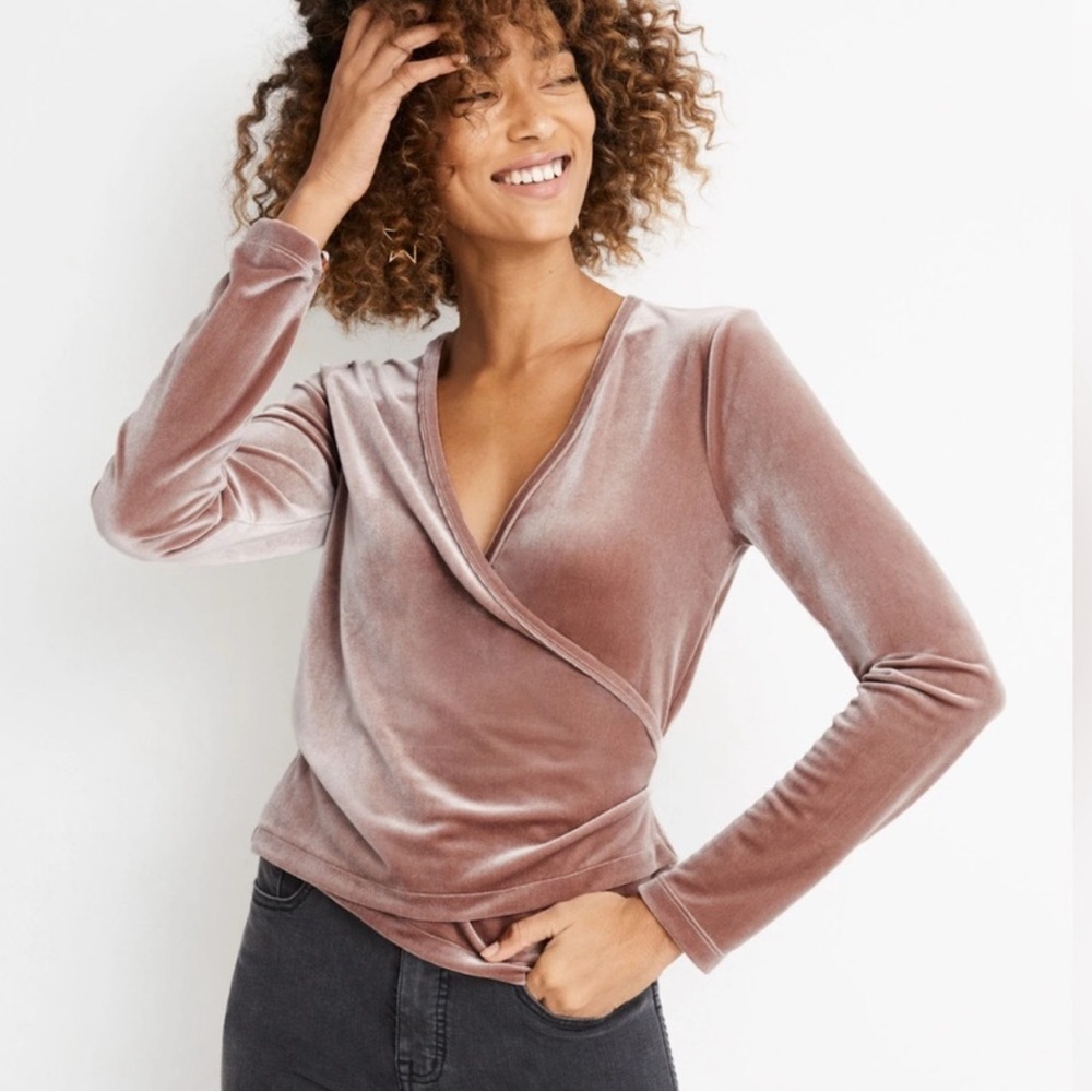 Madewell velvet wrap top M